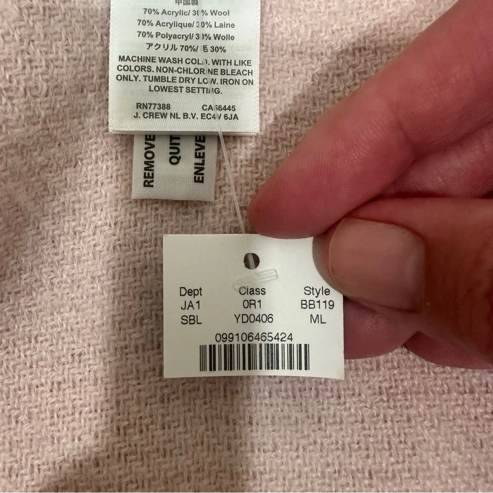 J Crew Pink Plaid Reversible Blanket Poncho Wrap Size M/L NWT - Picture 8 of 9